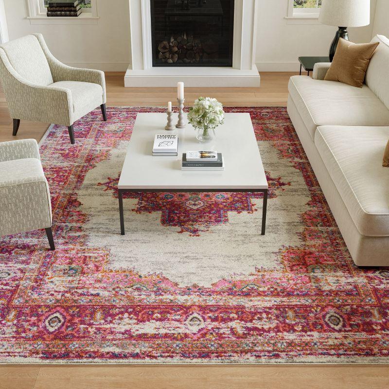 Nourison Passion 10' x 14' Ivory Fuchsia Bohemian Indoor Rug