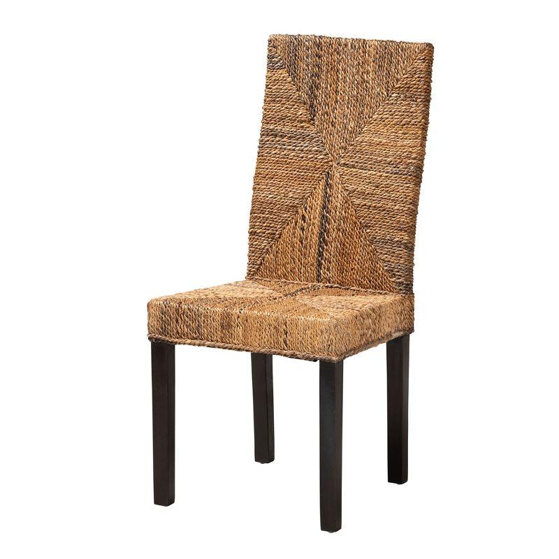 Laymi Bohemian Dark Brown Mahogany and Seagrass Side Chair