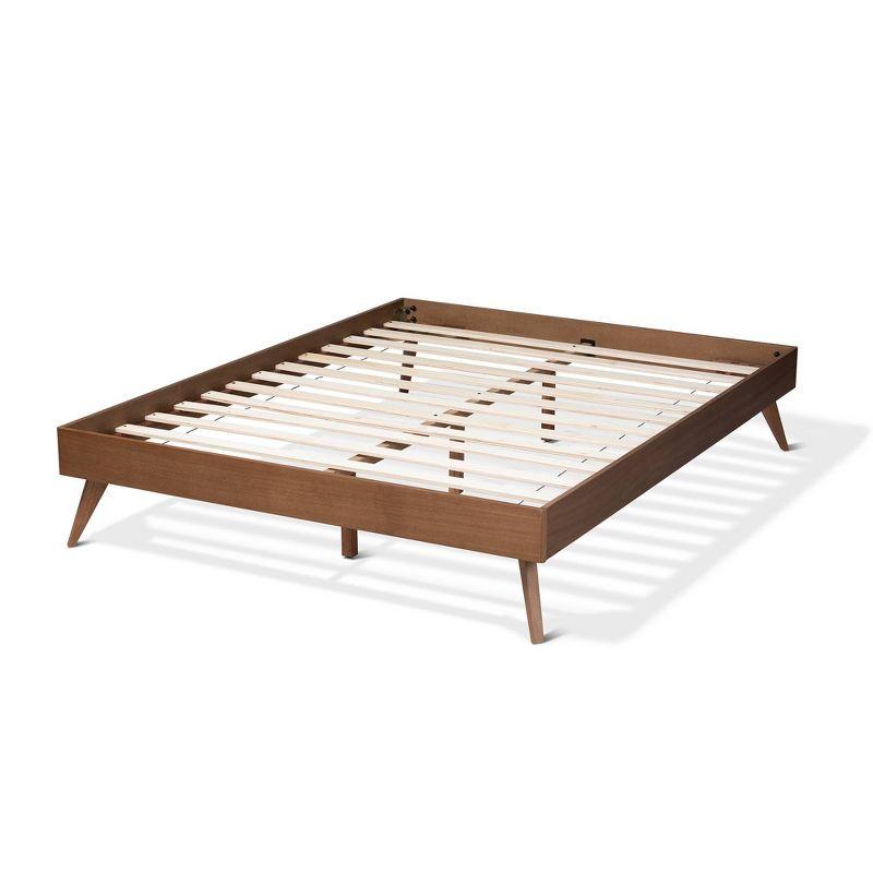 Baxton Studio Queen Lissette Wood Platform Bed Frame Brown: Rubberwood Construction, No Box Spring Needed