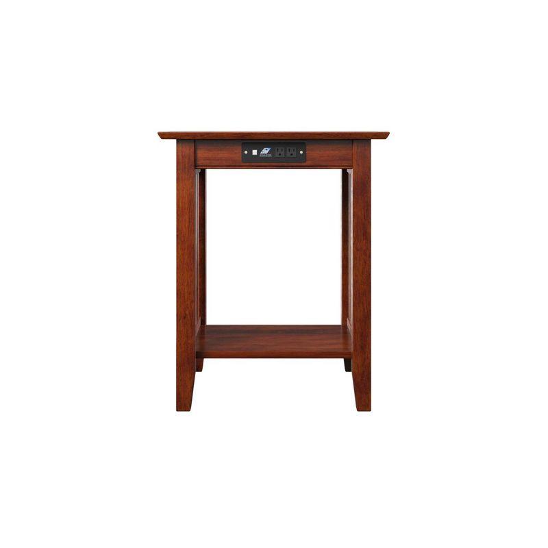 AFI Printer Stand Classic Mission USB Charger Walnut: Hardwood Office Cabinet with Fixed Shelf, 150lb Capacity