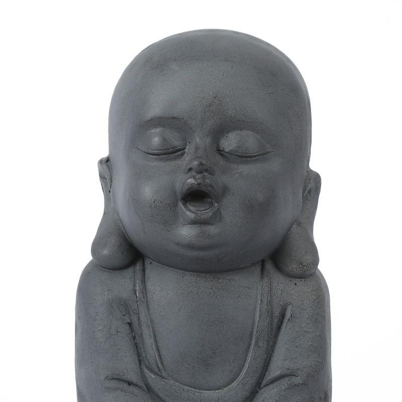 LuxenHome 16.3" LuxenHome Gray MgO Meditating Buddha Garden Statue