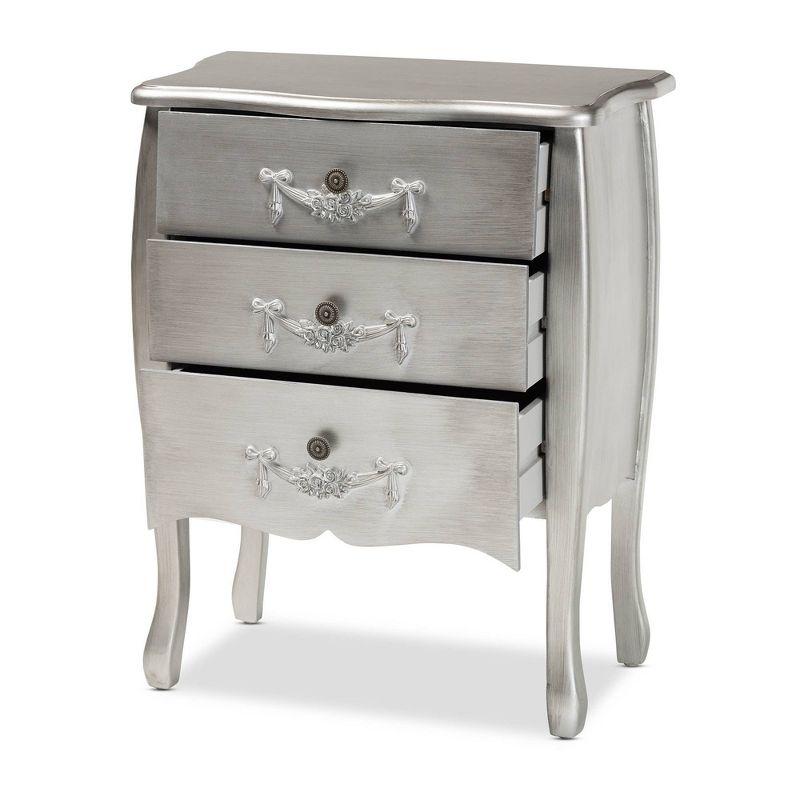 Eliya Brushed Wood 3 Drawer Storage Cabinet Silver - Baxton Studio