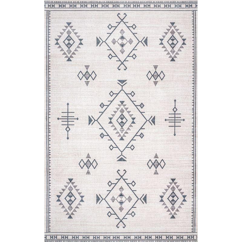 Nuloom Evalyn Southwestern Pet Friendly Machine Washable Area Rug, 3' x 5', Cream