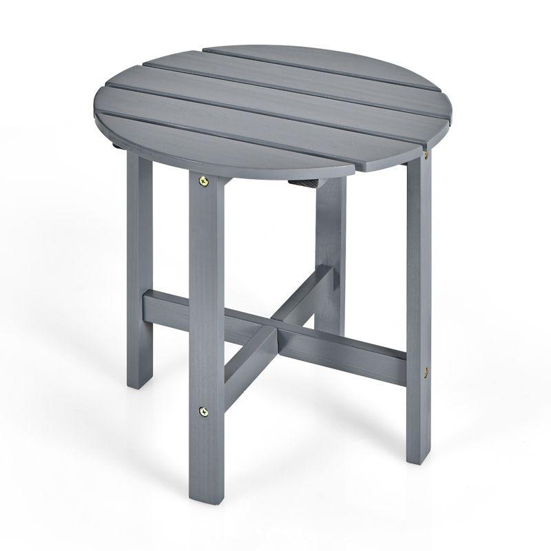 Tangkula 18" Outdoor Round Side Table Wooden Coffee Table Suitable for Garden Patio Balcony Gray