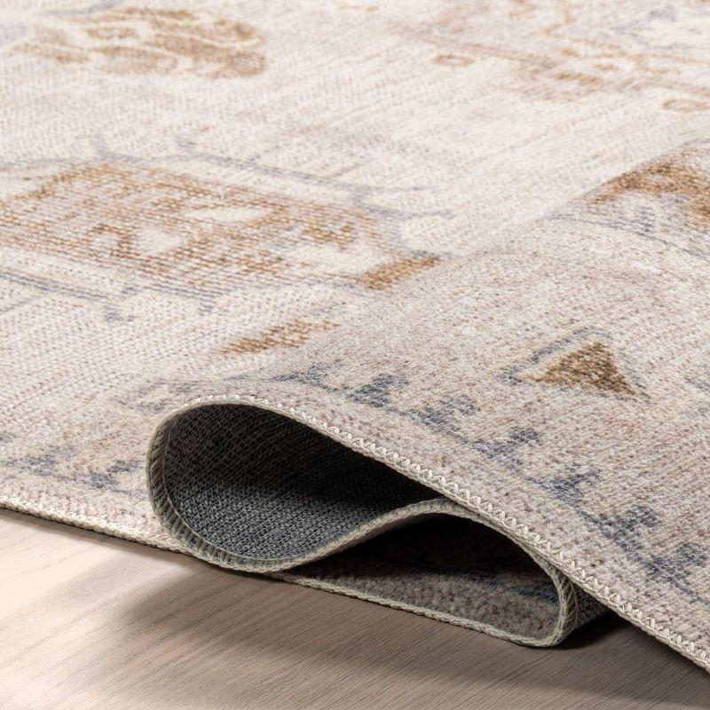 Nuloom Krystin Medallion 4x6 Machine Washable Indoor Area Rug for Living Room Bedroom Dining Room Kitchen, Beige/Ivory