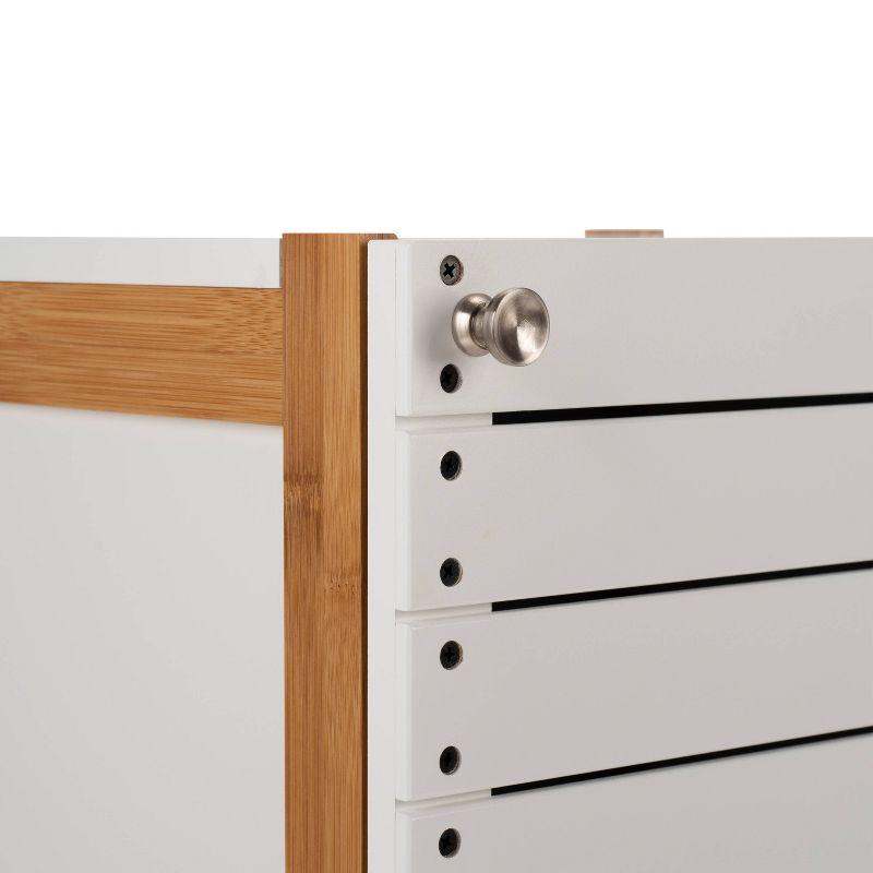 Deluxe Bamboo Floor Cabinet with Accent Slats Brown/White - Organize It All