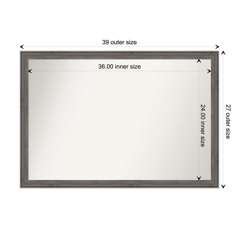 Amanti Art Regis Barnwood Grey Narrow Non-Beveled Wood Bathroom Wall Mirror 26.5 x 38.5 in.