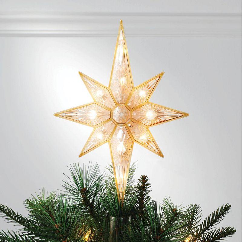 13" Pre-lit Plastic 8-Point Star Christmas Tree Topper Gold - Wondershop™