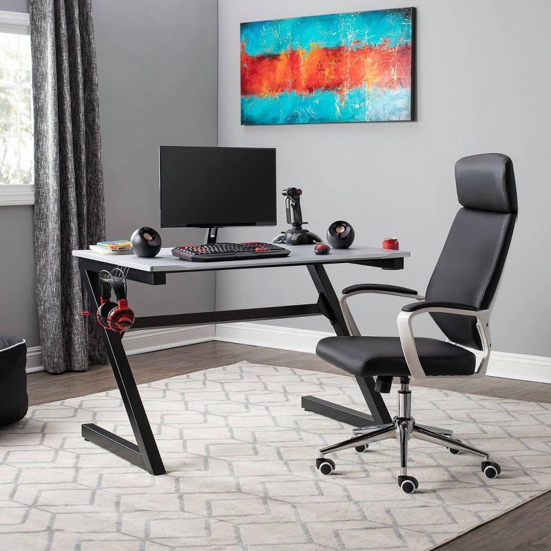 45" Black Steel Curved Gaming Desk with USB Ports and Cup Holder