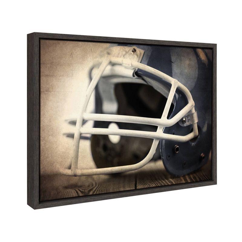 18" x 24" Sylvie Football Helmet Framed Canvas by Shawn St. Peter Gray - DesignOvation