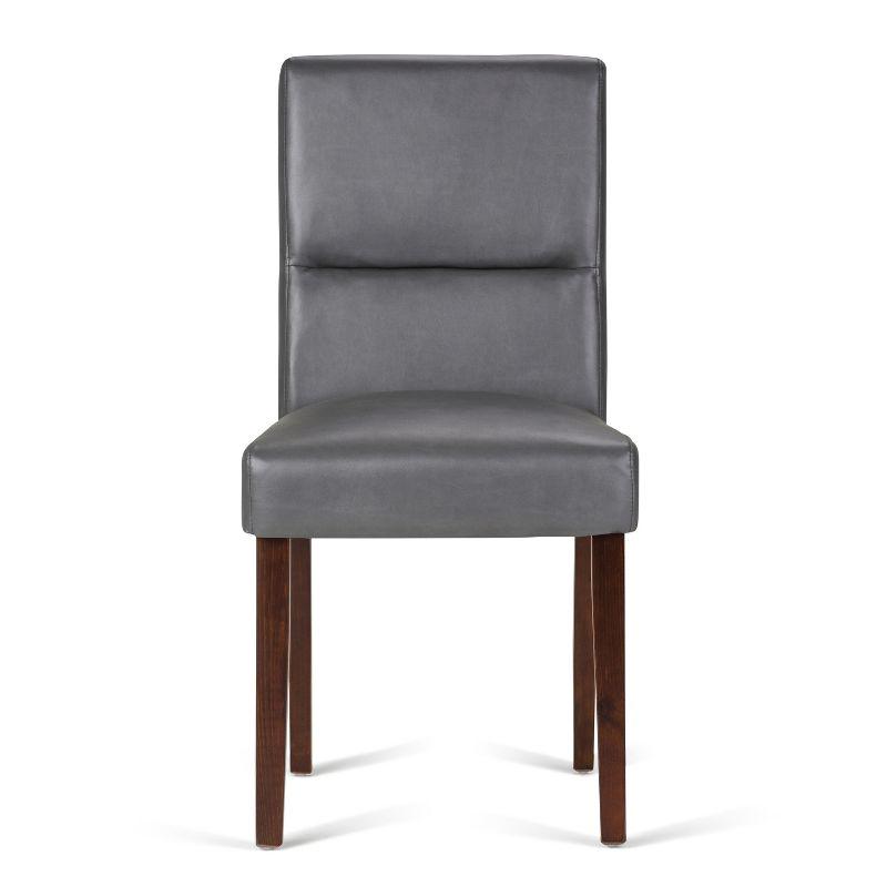 Set of 2 Seymour Parson Dining Chair Faux Leather Stone Gray - WyndenHall: High Back, Wood Legs, Comfort Foam