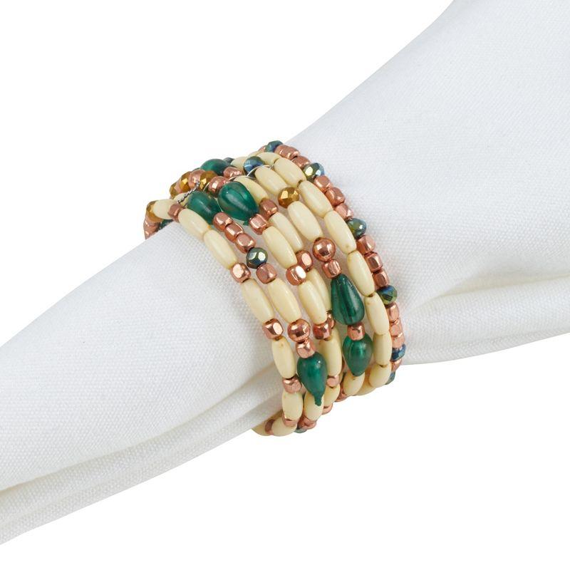 Saro Lifestyle Beaded Napkin Ring, Multi (Set of 4)