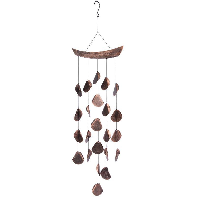 Dawhud Direct 27.5" H Rustic Charcoal Wolf Dreamcatcher Wind Chimes - Outdoor