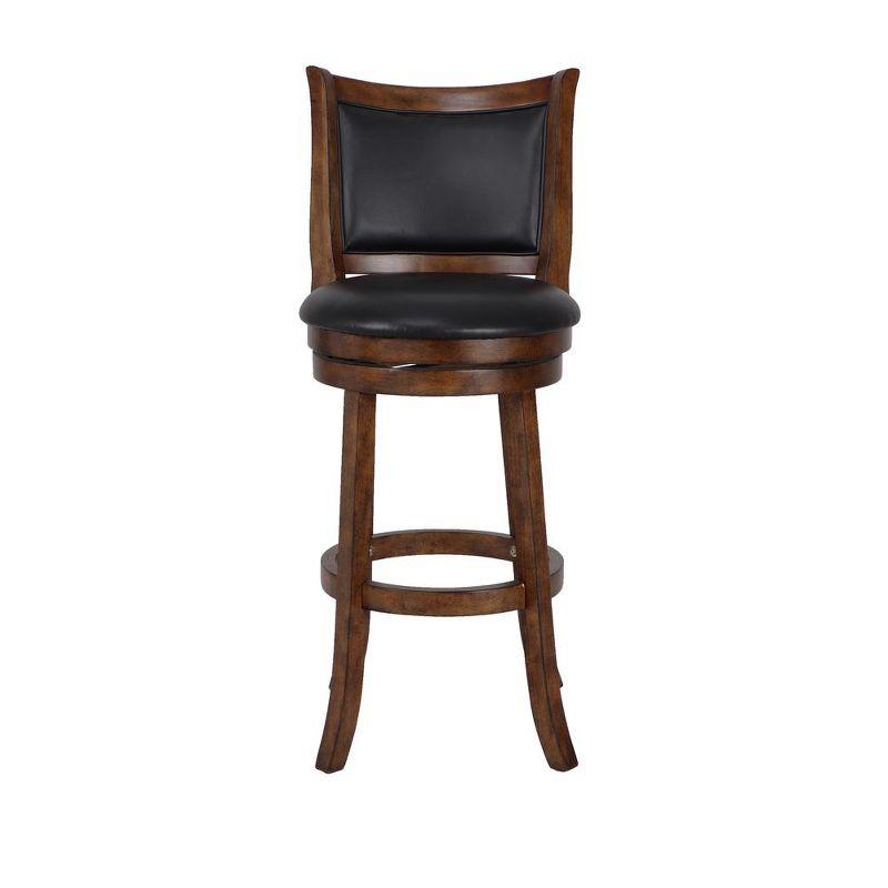 New Classic Furniture, Bristol Wood Swivel Bar Stool with PU Seat in Dark Brown, Brown