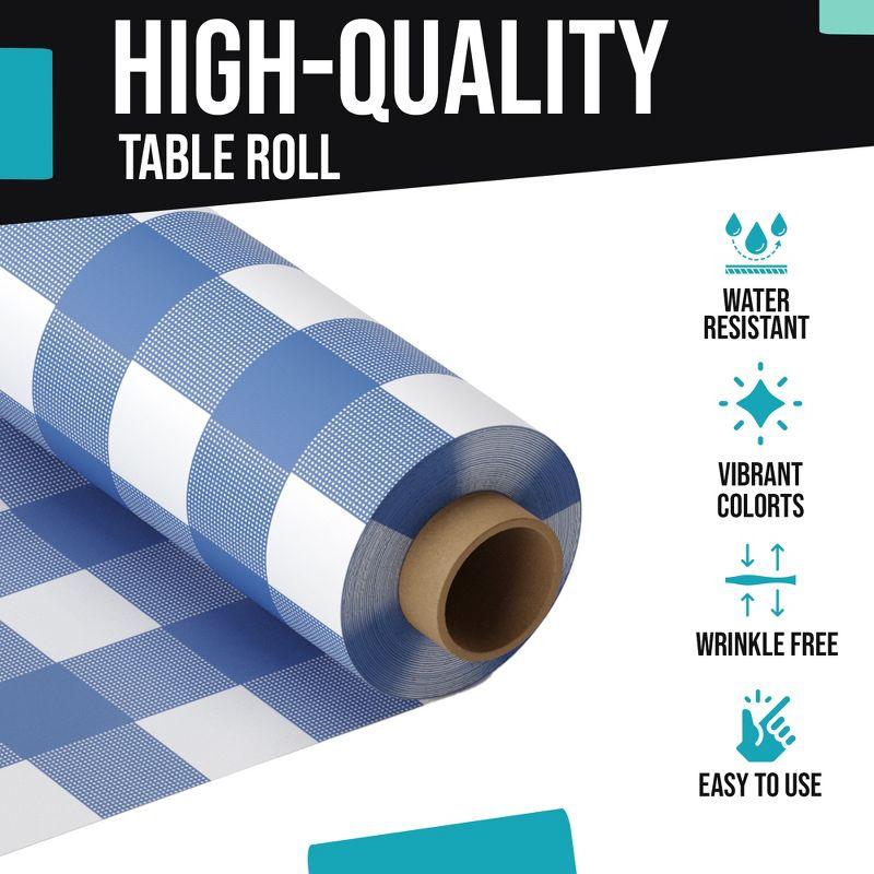 Crown Display 40 In. X 100 Ft. Blue Gingham Table Roll Disposable