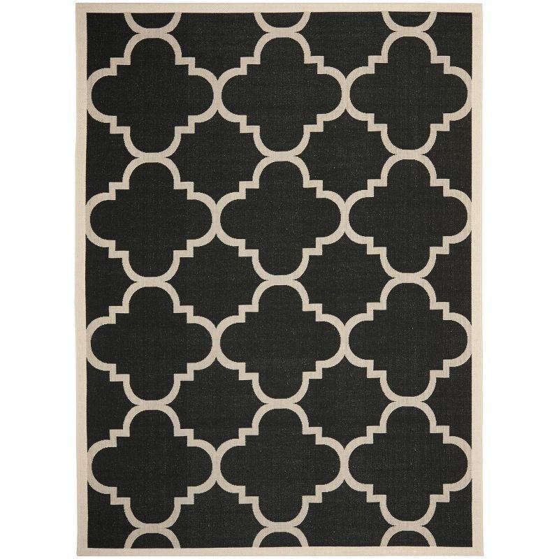 Courtyard CY6243 Power Loomed Indoor and Outdoor Area Rug - Black/Beige - 9'x12' - Safavieh