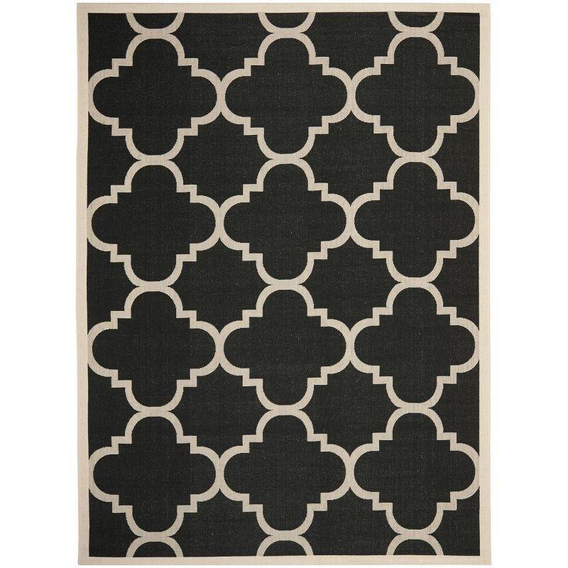 Black and Beige Geometric 9' x 12' Synthetic Area Rug