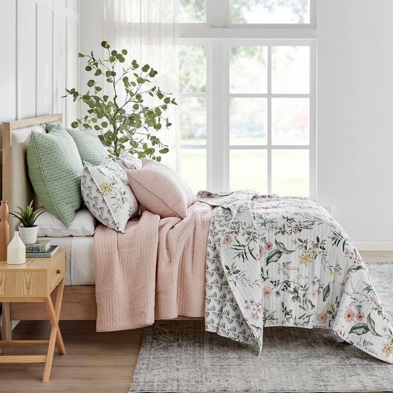 Blush Cotton Full Reversible Quilt Set