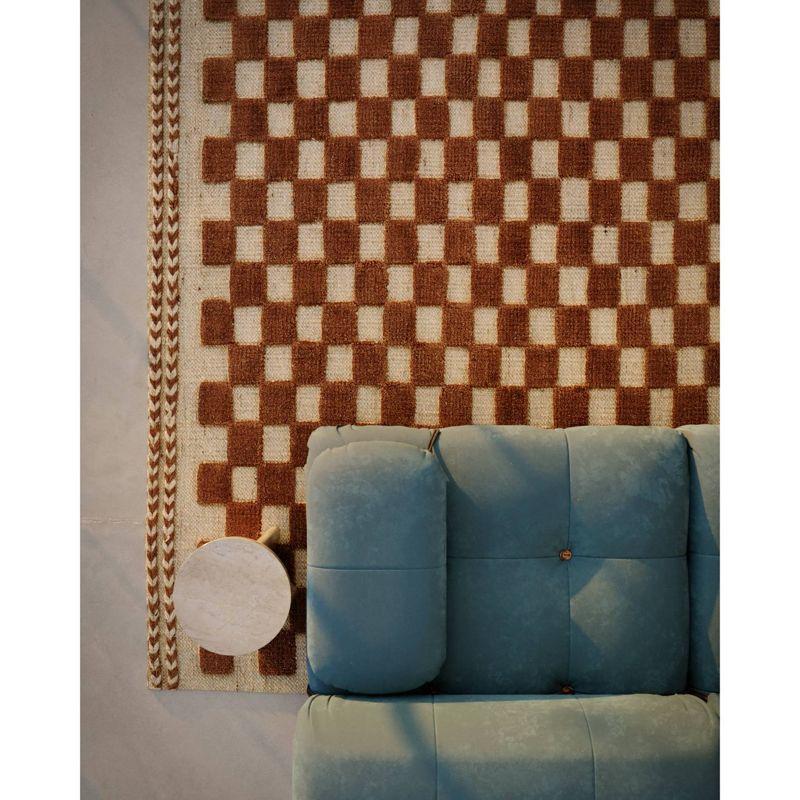Momeni 2'6"x8' Willow Check Handwoven Runner Rug Brown: Wool, Low Pile, Classic Pattern, Indoor Use, Handmade