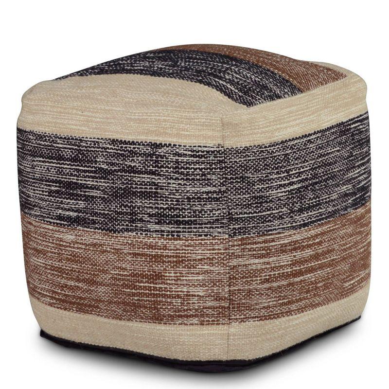 Jamal Square Handwoven Pouf Beige/Brown/Black - Steve Silver Co.: Wool & Cotton, No Assembly Required