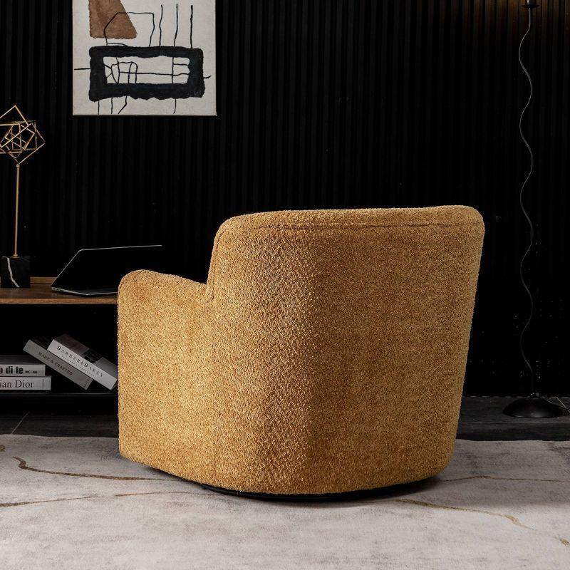 32" Wide Upholstered Swivel Armchair Camel - Kinwell: No Assembly, Pine Frame, Polyester