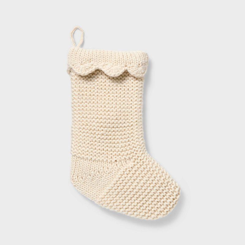 Knit Stocking with Scallop Trim Cream - Threshold™ designed with Studio McGee