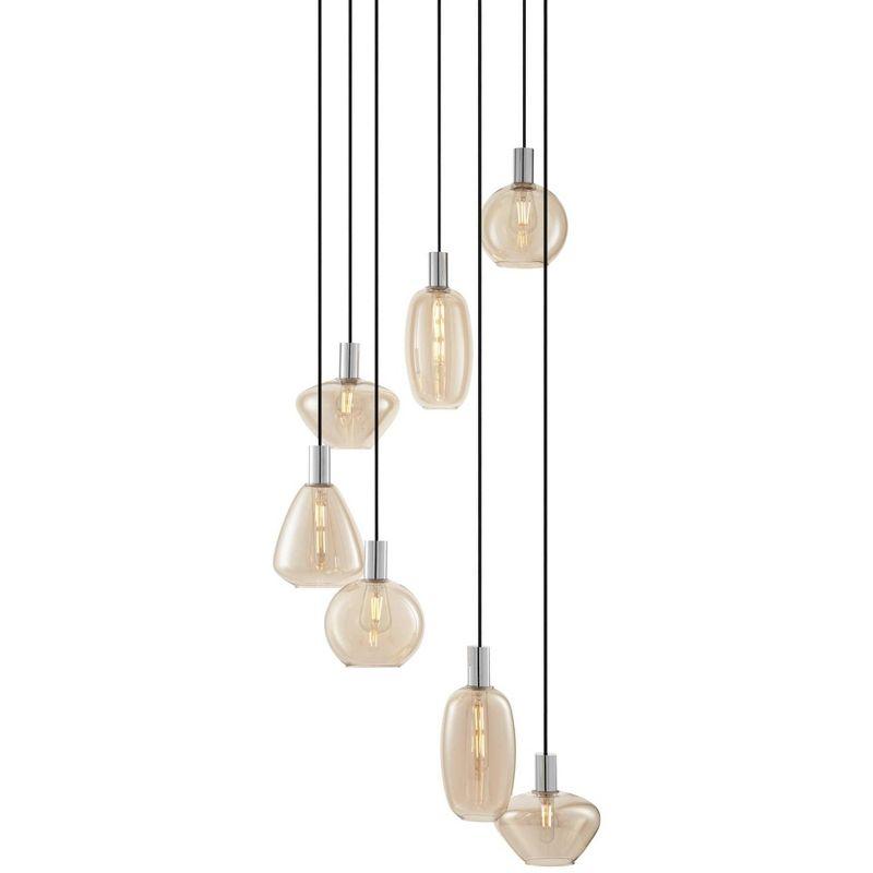 Modern Chrome and Glass 6-Light Pendant Chandelier