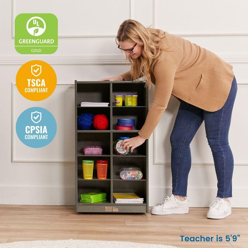 ECR4Kids 10 Cubby Mobile Tray Storage Cabinet, 5x2, Classroom Furniture