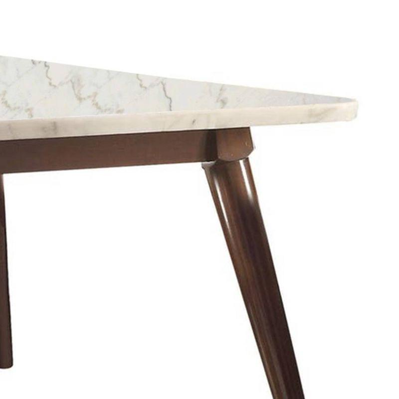 Acme Furniture 64" Gasha Dining Table White Marble/Walnut: Elegant Rectangular Kitchen Table for 6, Wood Base