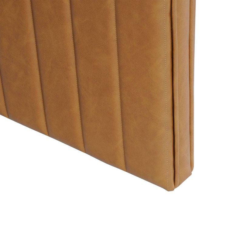 Modern Channel Ottoman Caramel Faux Leather - HomePop: Upholstered Rectangle, No Assembly Required