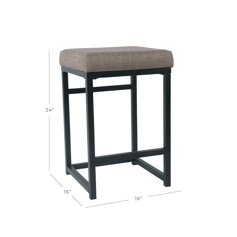 24" Open Back Metal Counter Height Barstool Dark Gray - HomePop: Kitchen Island Seating