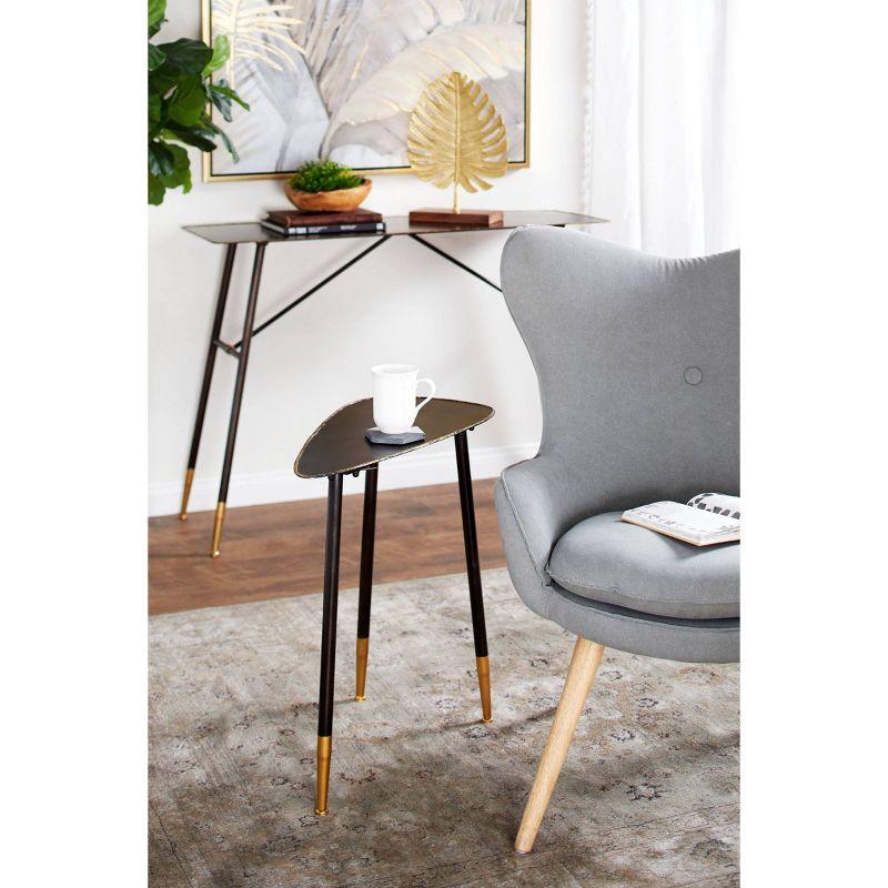 Black Solid Triangle 24" Metal Accent Table