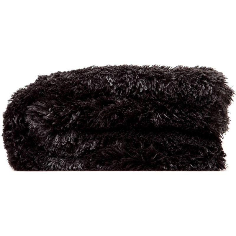 Chanasya Solid Faux Long Fur Fuzzy Throw Blanket