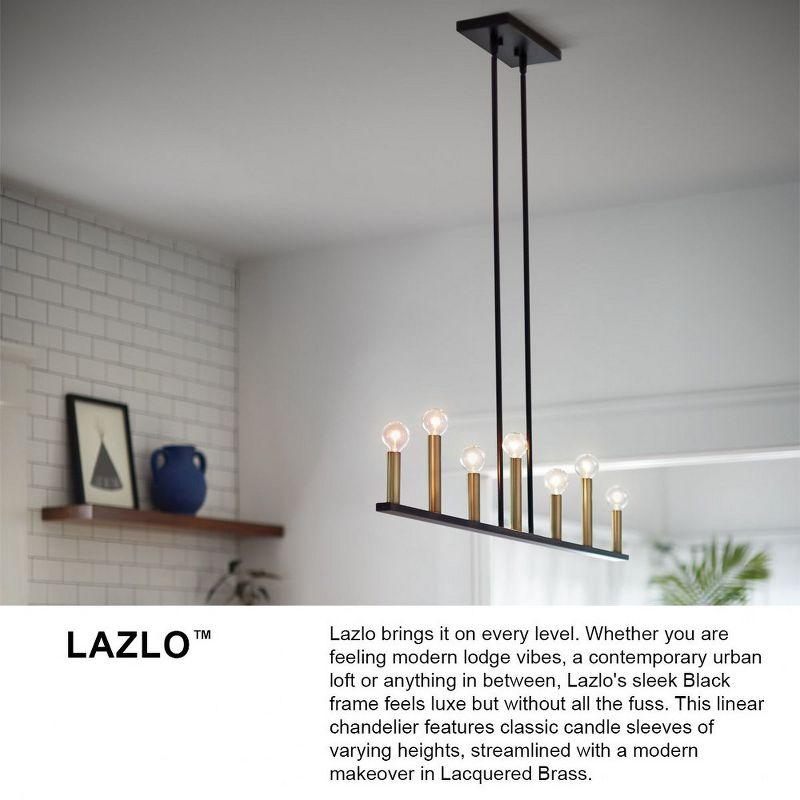 Lark Lazlo 7 - Light Chandelier in  Black/Lacquered Brass