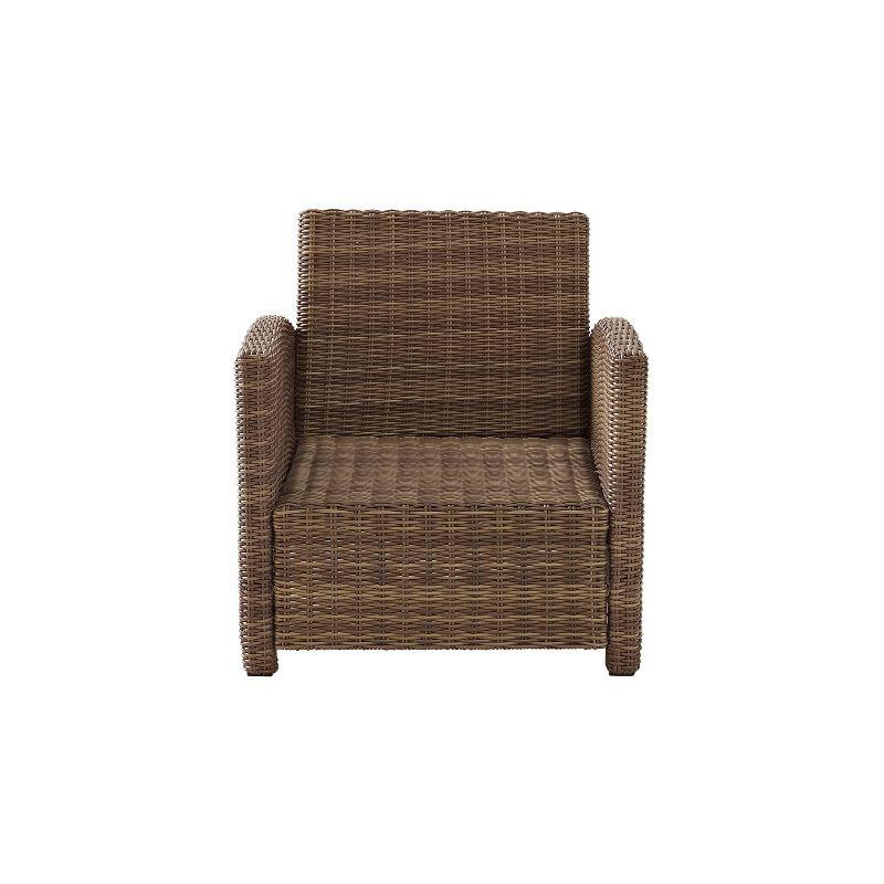 Bradenton Outdoor Wicker Arm Chair - Gray/Weathered Brown - Crosley: Steel Frame, UV-Resistant Patio Accent Chair