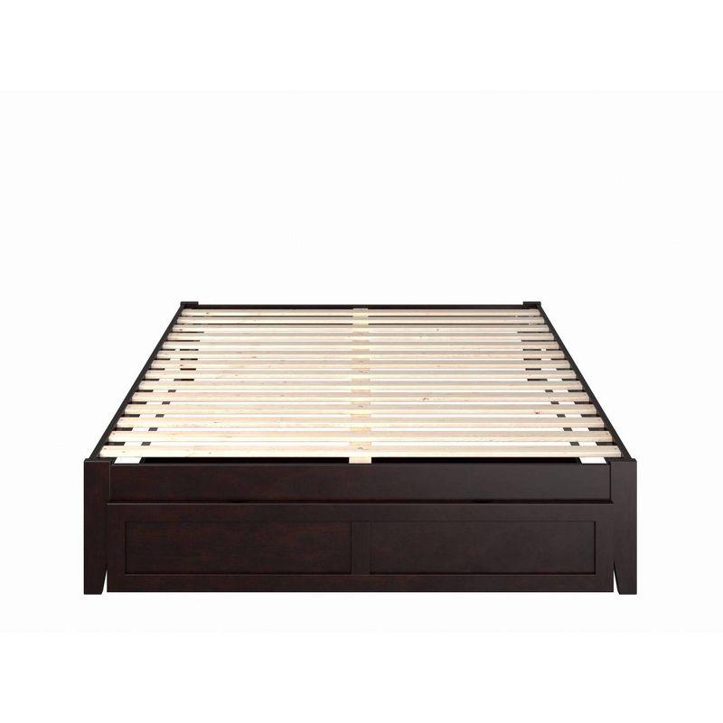 Espresso Queen Bed with Storage Drawer and USB Charger