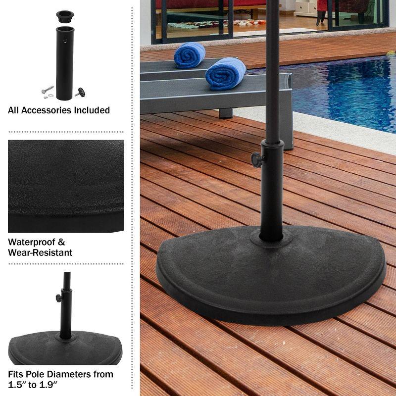 Pure Garden 32lb Half-Circle Outdoor Patio Umbrella Base Black: Resin & Cement, No Assembly, Rustproof