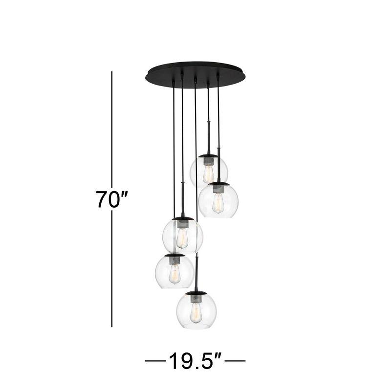 Possini Euro Design Black Pendant Chandelier 19 1/2" Wide Modern Clear Glass 5-Light Fixture for Dining Room Living House Home Foyer Kitchen Island