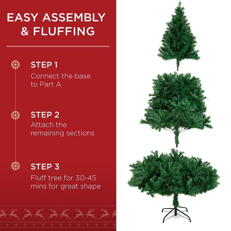 Best Choice Products 6ft Pre-Lit Premium Hinged Artificial Christmas Pine Tree w/ 1,000 Tips, 250 Lights, Metal Base