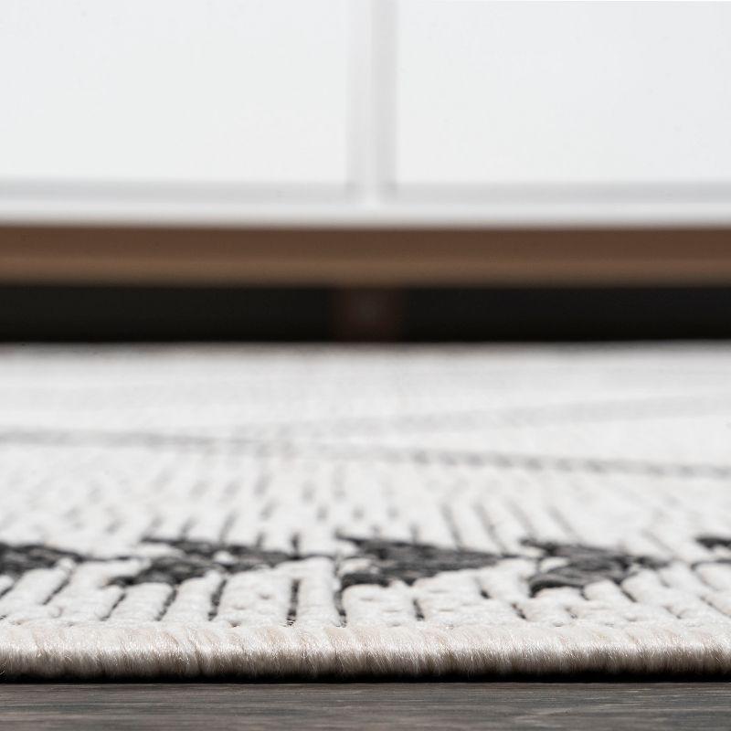 5'x8' Derya  Diamond Trellis Indoor/Outdoor Area Rug, Ivory/Black - JONATHAN Y