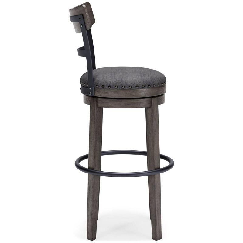 Caitbrook Barstool Gray - Signature Design by Ashley: Antiqued Finish, Swivel, Nailhead Trim