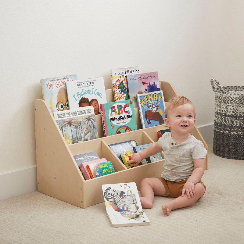 Natural Birch 5-Compartment Kids Book Display Shelf