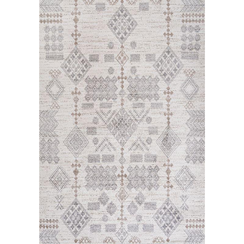 4'x6' Bhalil Berber Diamond Geometric Area Rug, Beige/Gray - JONATHAN Y