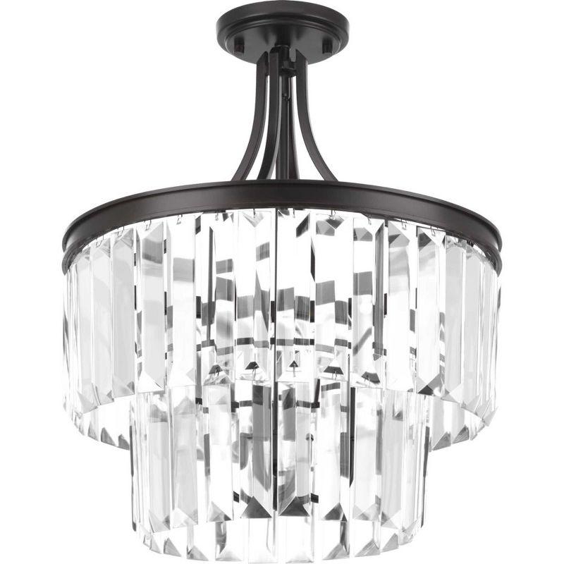 Progress Lighting Glimmer 3-Light Semi-Flush Ceiling Light, Silver Ridge, Prismatic Glass Shade