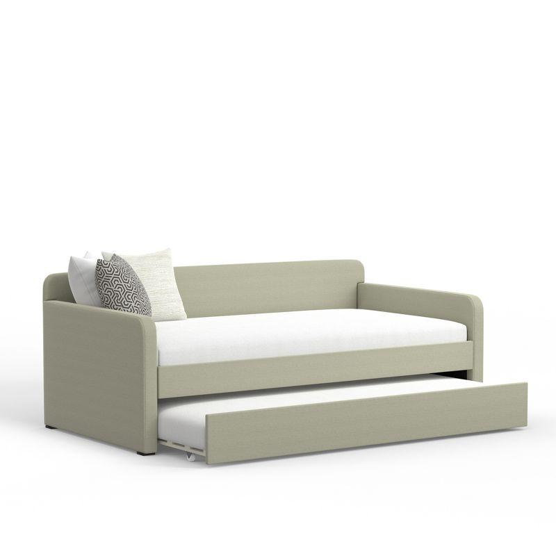 Beige Twin Upholstered Daybed with Trundle and Tufted Back