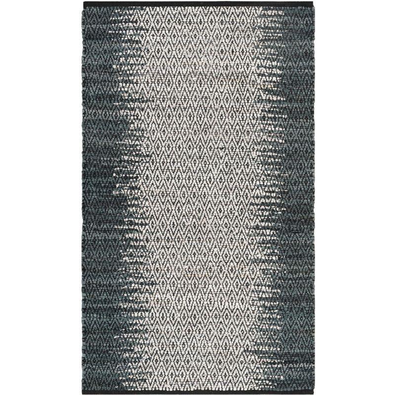 Vintage Leather VTL101 Hand Woven Indoor Accent Rug - Grey/Cream - 3'x5' - Safavieh