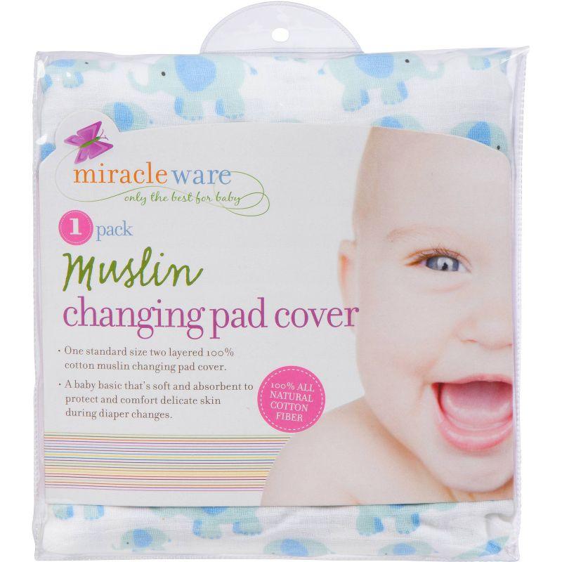 MiracleWare Muslin Changing Pad Cover - Elephant Blue