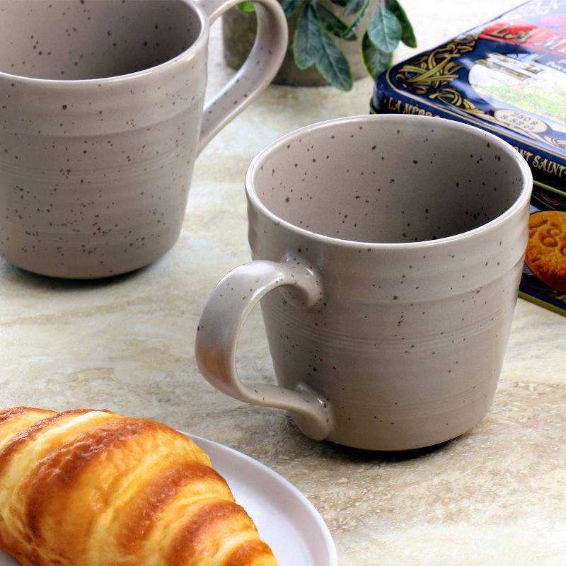 Mocha Beige Ceramic 15 Ounce Stoneware Mug Set