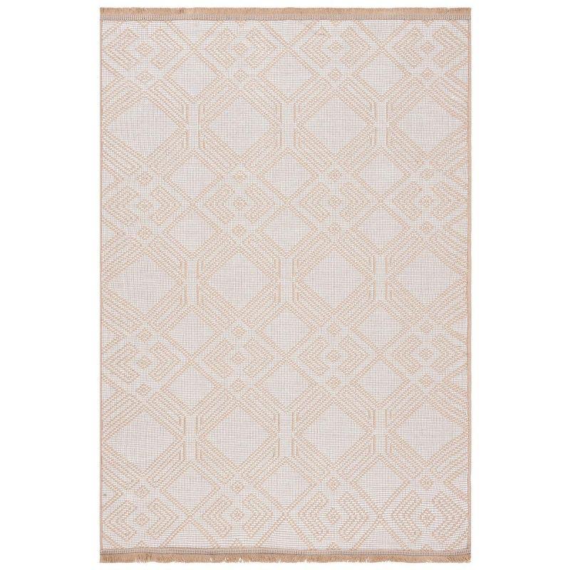 Ivory and Natural Geometric Flat Woven Area Rug