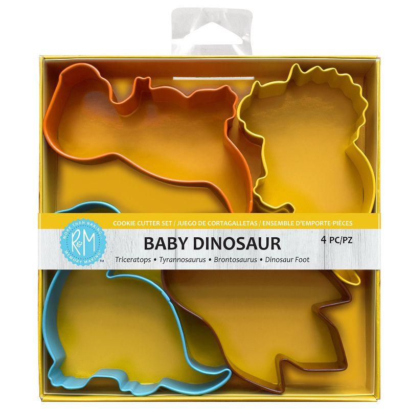 Colorful Baby Dinosaur Metal Cookie Cutter Set, 4 Pieces